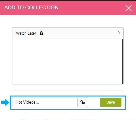 Tambahkan nama koleksi baru dan klik Simpan
