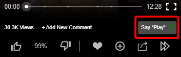 Siehe "Play"-Taste unter dem Videoplayer